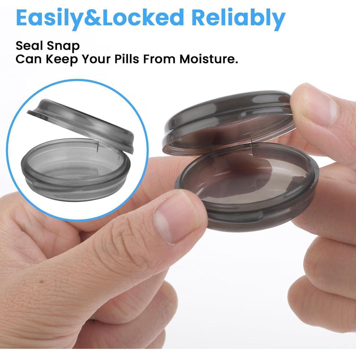 Mini Pillendose 5er Set, Tragbar & Feuchtigkeitsbeständig, Schwarz