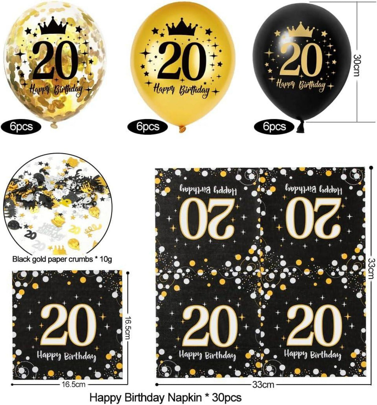 Servietten 20. Geburtstag Deko Set 30 Stück Mann Frau
