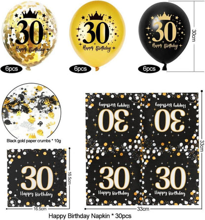Servietten 30. Geburtstag Mann Frau Deko Luftballons 30