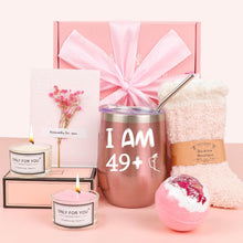 Luxus Spa-Geschenkset 50. Geburtstag Frau 12oz Weinglas Socken
