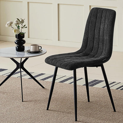 8x Esszimmerstühle Gepolstert, Schwarze Metallfüße & Hohe Rückenlehne