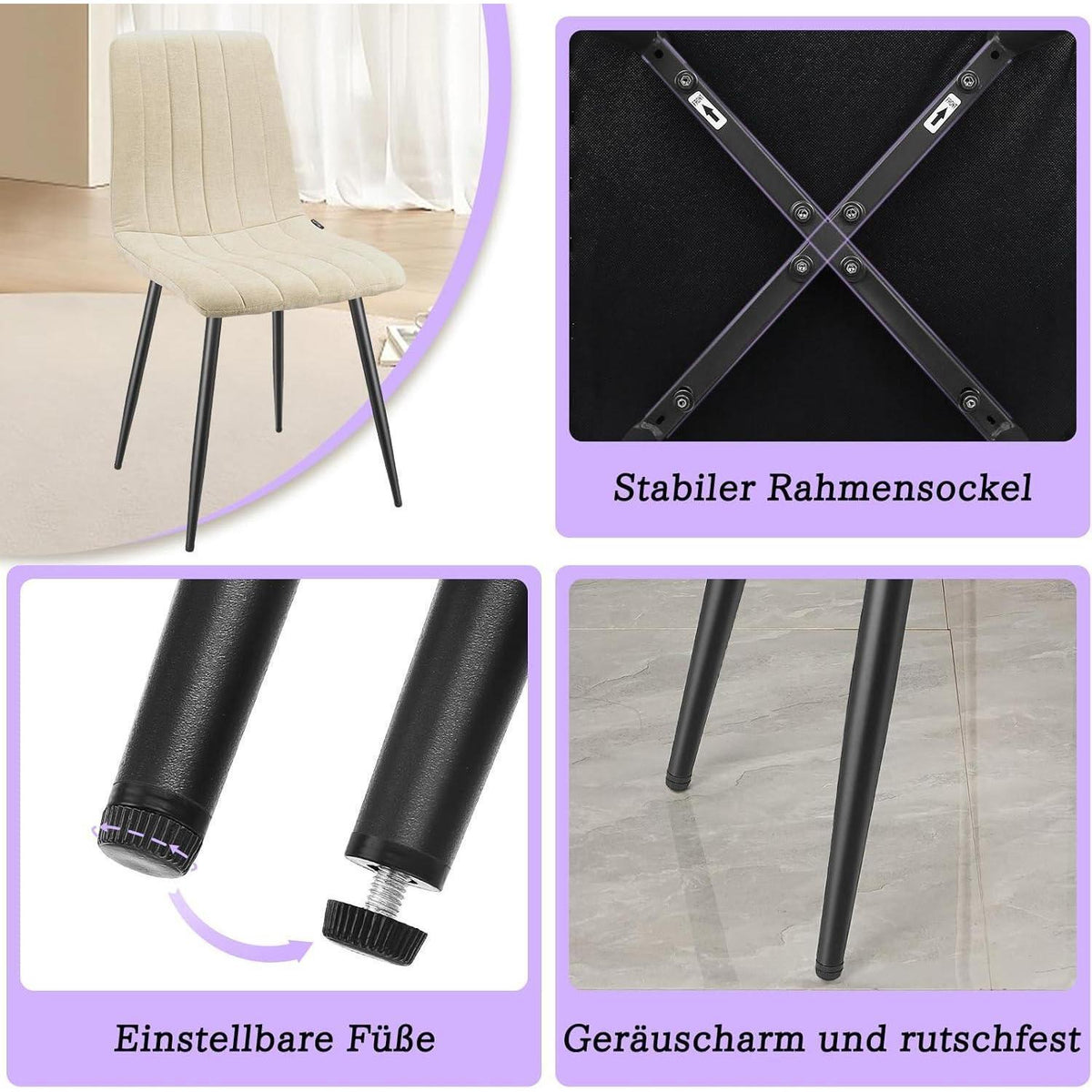 8x Esszimmerstuhl gepolstert, hohe Lehne, Beige
