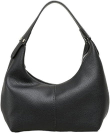 Schwarze PU Leder Schultertasche Damen Vintage Handtasche Uni Tote Bag