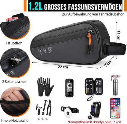 Eyein Fahrrad Rahmentasche wasserdicht 1.2L reflektierend