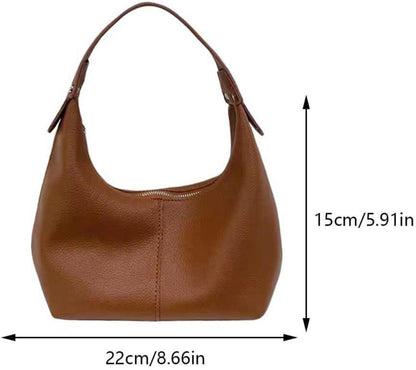 TIAASTAP Einfarbig Hobo Bag Damen PU Leder Schultertasche Uni Umhängetasche Braun