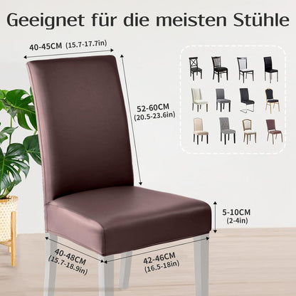Stretch Stuhlhussen Set 6er Pack –, Wasserabweisend in Lederoptik
