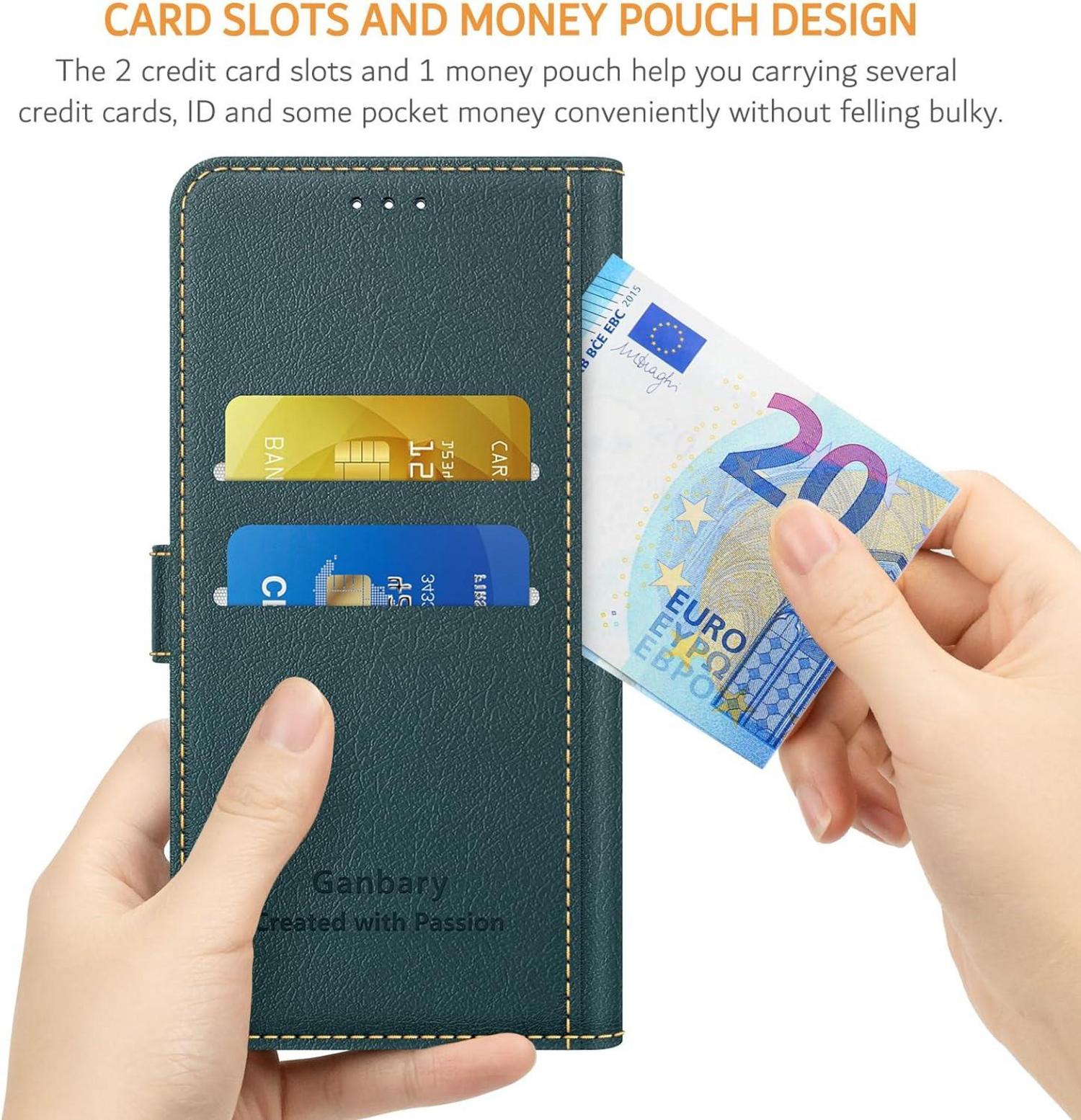 Handyhülle Xiaomi Redmi 13C Poco C65 Leder Klapphülle Dunkelgrün