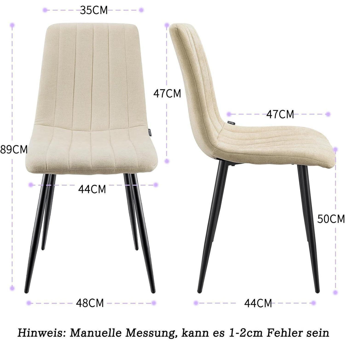 Gepolsterte Esszimmerstühle 4er Set, Beige & Modern