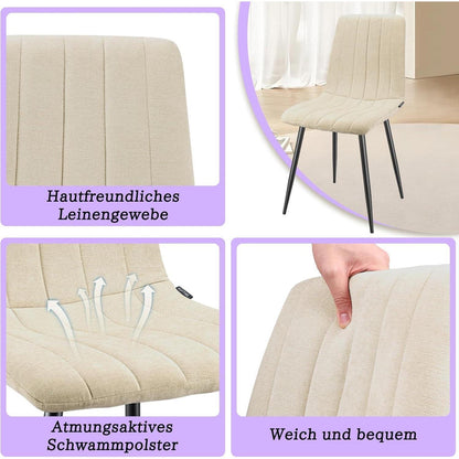 Gepolsterte Esszimmerstühle 4er Set, Beige & Modern