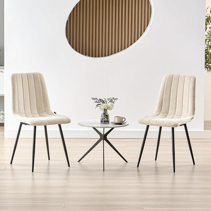 Gepolsterte Esszimmerstühle 4er Set, Beige & Modern
