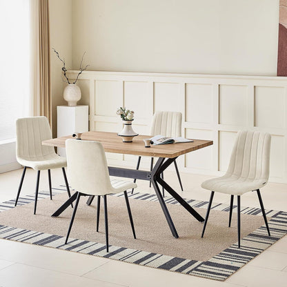 Gepolsterte Esszimmerstühle 4er Set, Beige & Modern