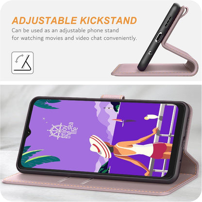 Samsung Galaxy A12/M12 Handyhülle Premium Leder Klapphülle Roségold