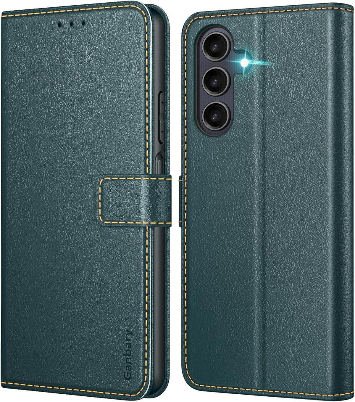 Samsung Galaxy A25 5G Handyhülle Leder Klapphülle Dunkelgrün