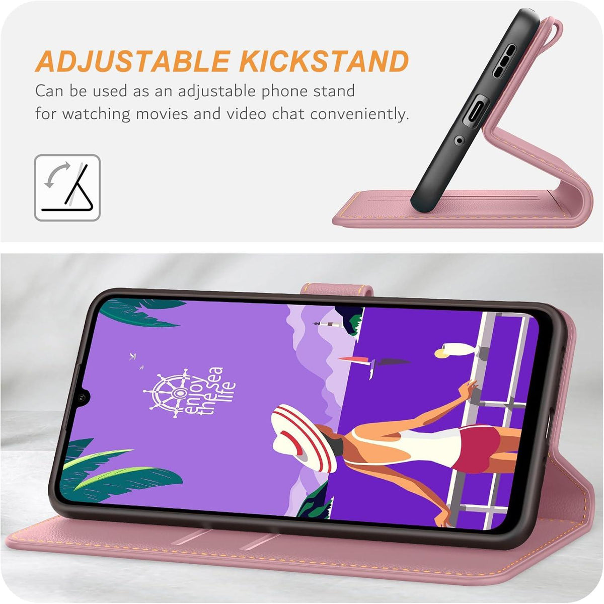 Handyhülle Xiaomi Redmi 13C Poco C65 Leder Klapphülle Rosa