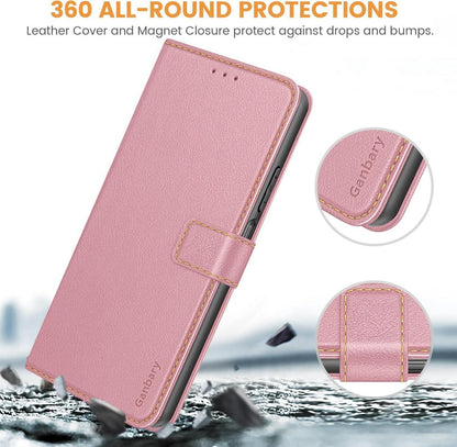 Handyhülle für Xiaomi Redmi 13C Poco C65 Leder Klapphülle Rosa Standfunktion