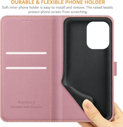 Handyhülle Xiaomi Redmi 13C Poco C65 Leder Klapphülle Rosa