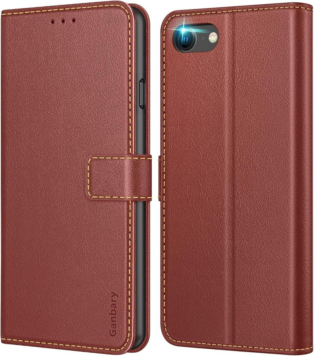 Leder Handyhülle iPhone SE 2022 5G/SE 2020 7 8 Braun