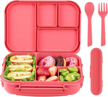 Lunchbox für Kinder mit 4 Fächern und Besteck, 1200ml, Rosa