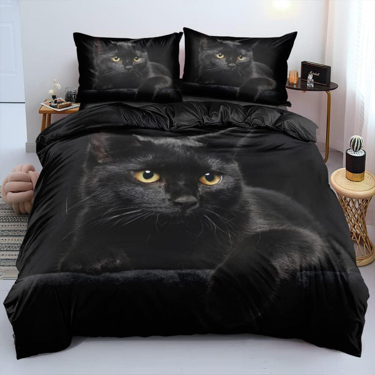 3D Katzen Bettwäsche Set 200x200 | Flauschig & Weich