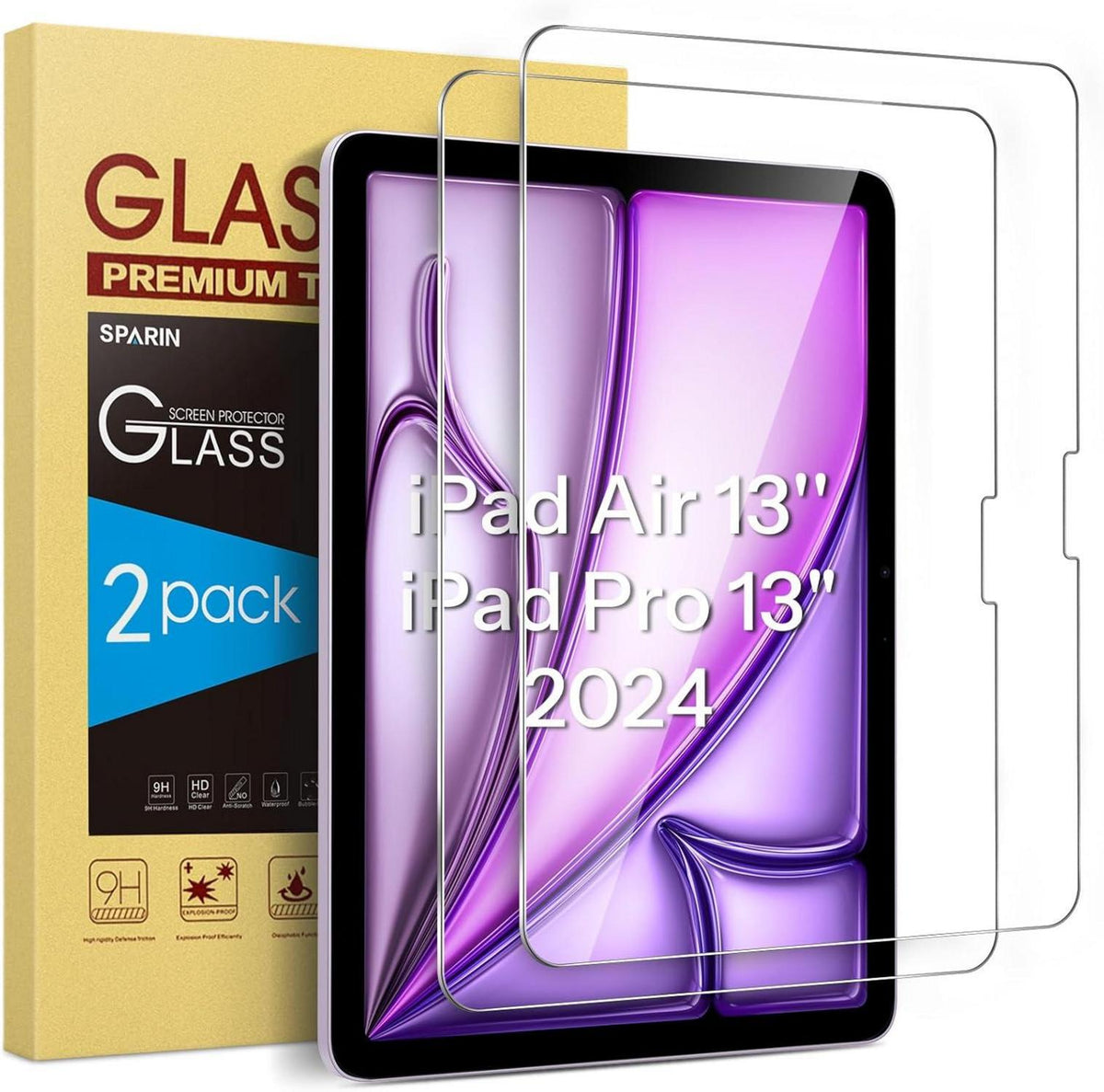 Panzer Schutz Glas für iPad Air 13 Zoll M2 und iPad Pro 13 Zoll M4, 2