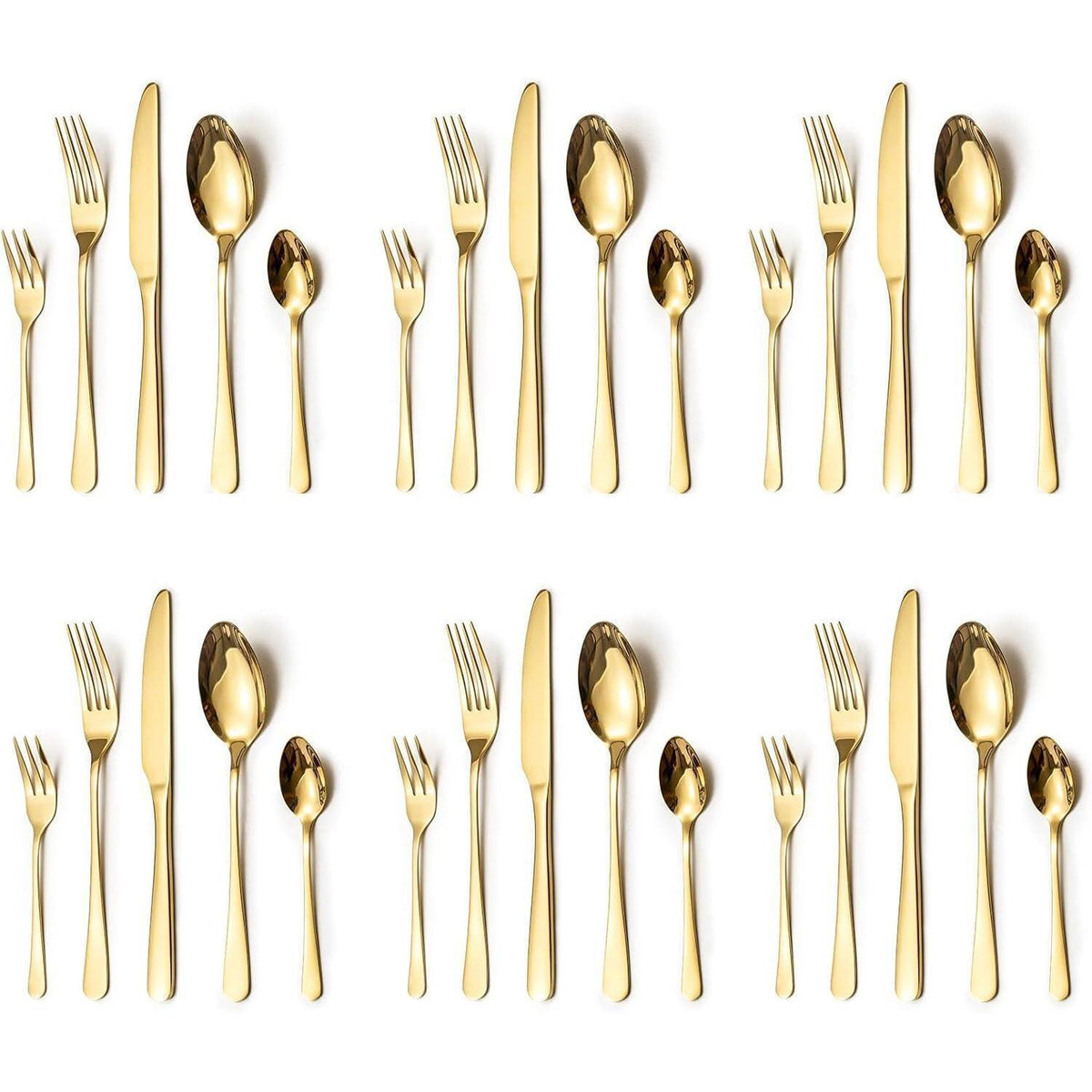 30-teiliges Edelstahl Besteckset für 6 Personen – Spiegelpoliert, Gold
