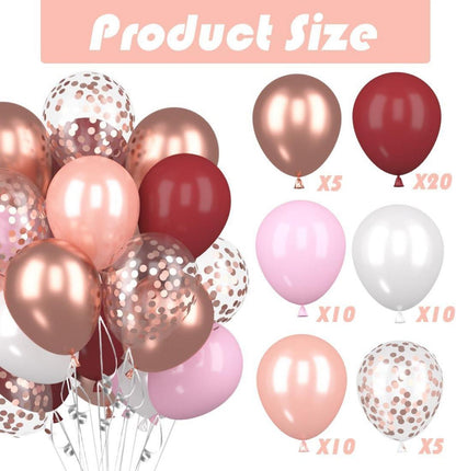 60 Burgund Rosegold Rosa Latex Luftballons Set Mädchen