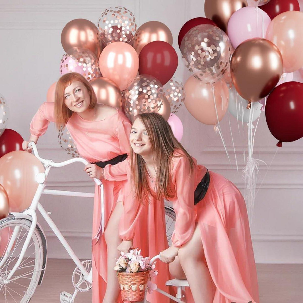 60x Weinrot Rosegold Luftballons | Latex | Heliumballons | für