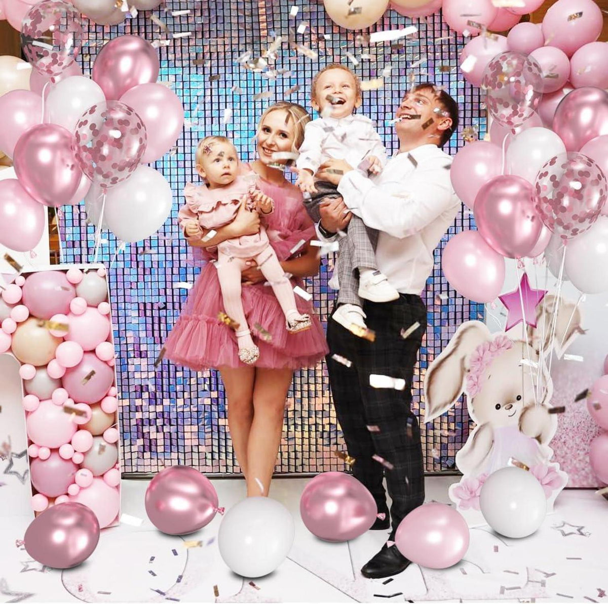 60er Set Luftballons Rosa Weiß 12 Zoll Geburtstagsdeko Mädchen