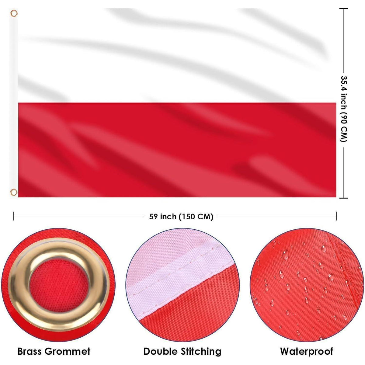 Polen Flagge 90x150 cm - 2er Set mit Ösen für Deko