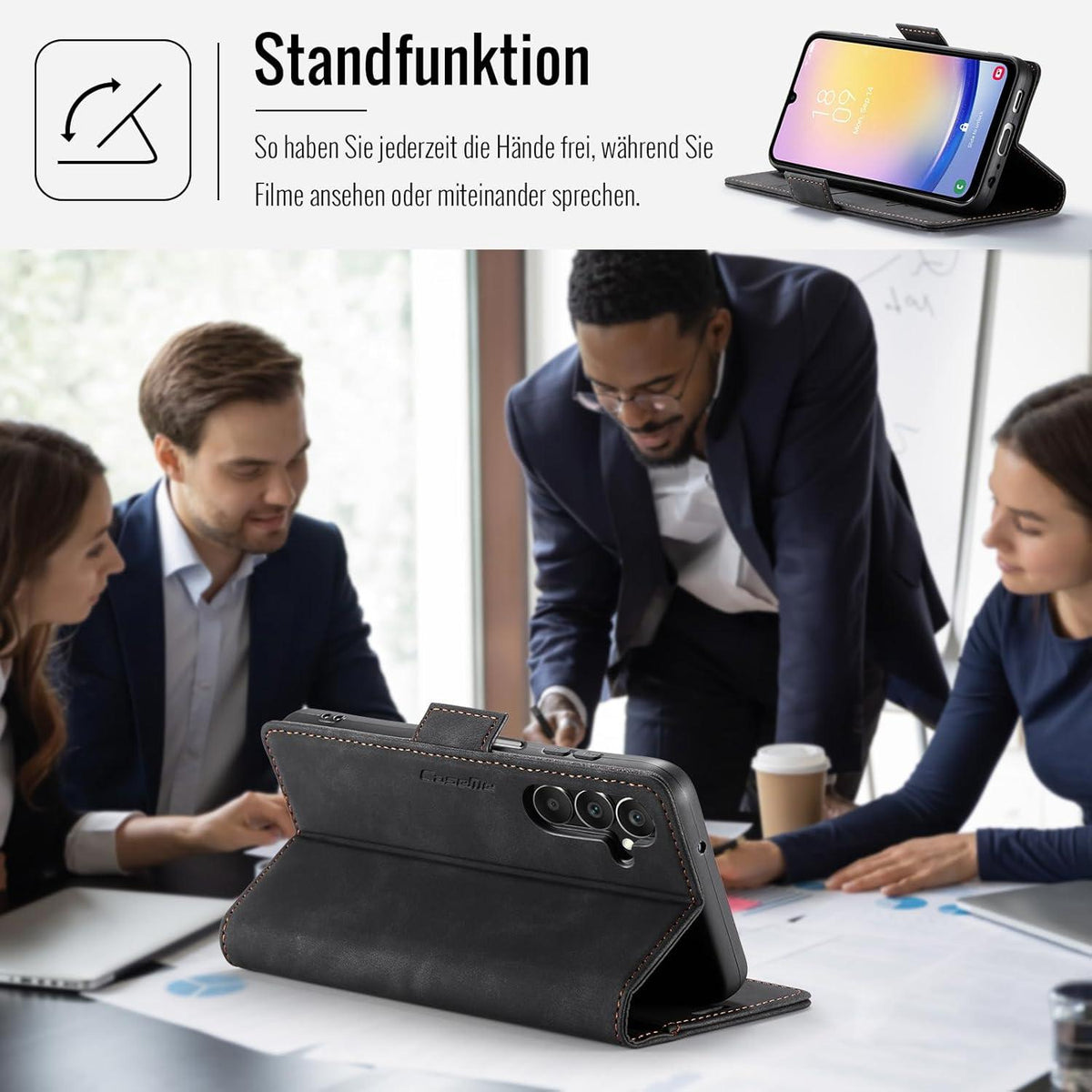 Samsung Galaxy A25 5G Handyhülle Klapphülle RFID Schutz Schwarz