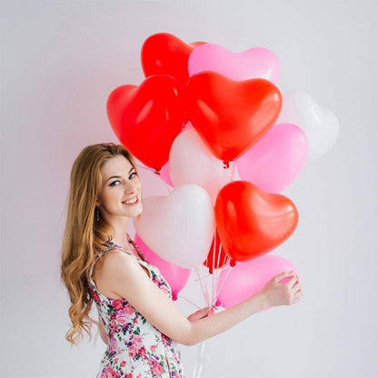 Herzluftballons Rot Weiß 100 Stück 12 Zoll Hochzeit Valentinstag JGA