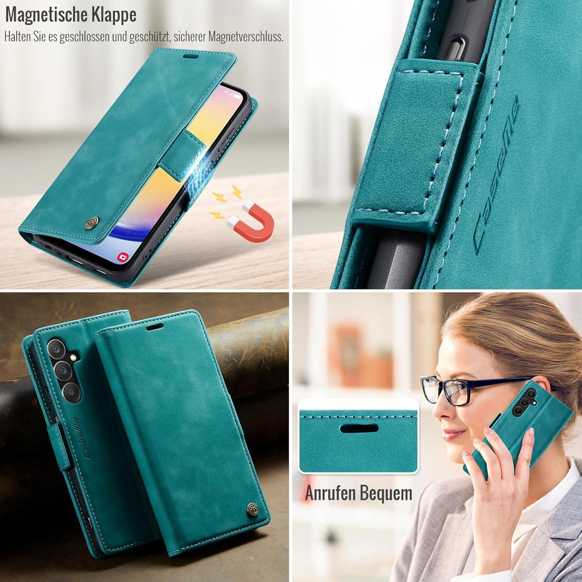 Samsung Galaxy A25 5G Handyhülle Klapphülle Schutzhülle Wallet Tasche Cover Grün
