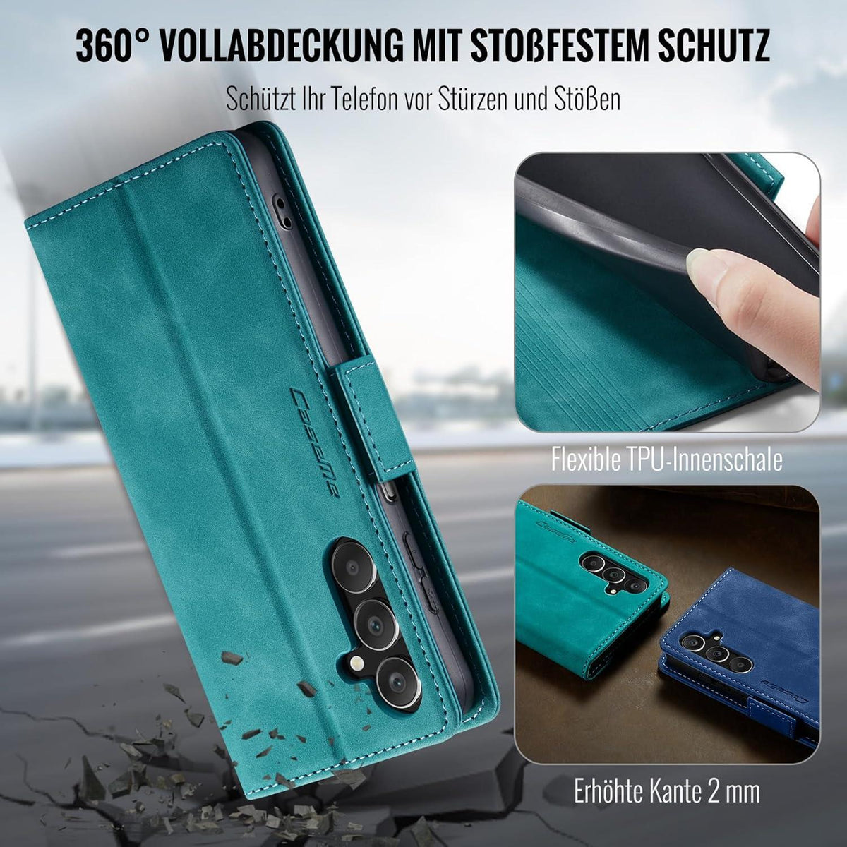 Samsung Galaxy A25 5G Handyhülle Klappbar PU Leder RFID Schutz Grün
