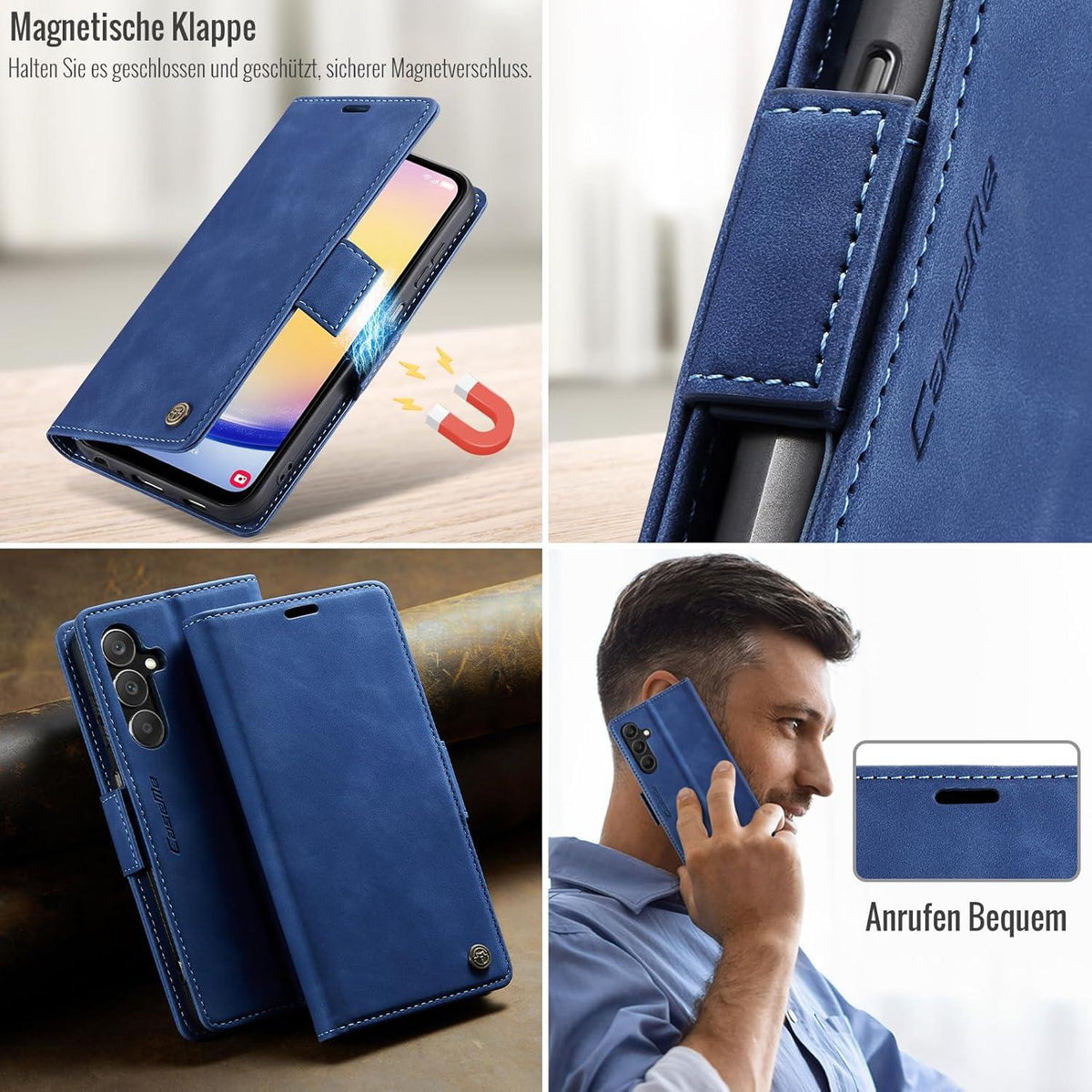 Samsung Galaxy A25 5G Handyhülle Blau RFID Schutz Wallet Cover