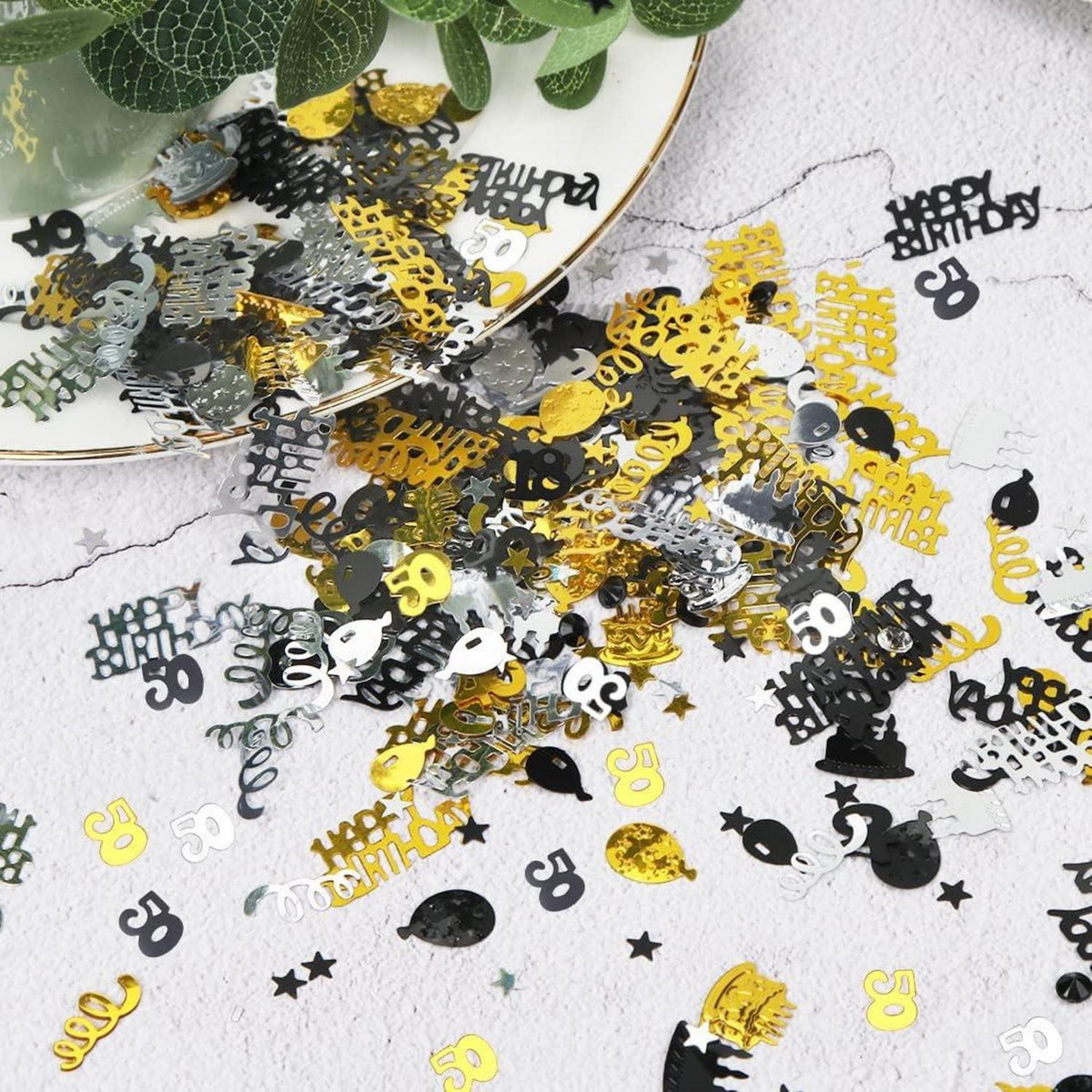 50. Geburtstag Deko Schwarz Gold Luftballons Konfetti Zahlenballon