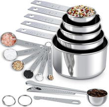 Edelstahl Messbecher- und Löffelset, 13-teilig, für Kochen und Backen