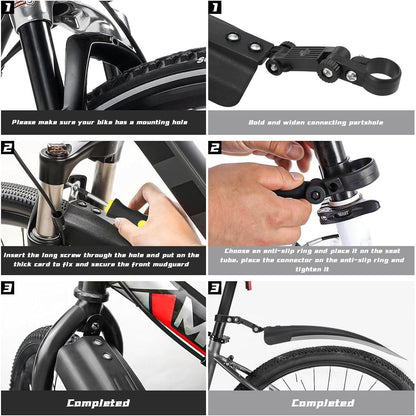 Fahrrad Schutzblech Set für MTB & Rennrad, Universal, Schwarz/Grau