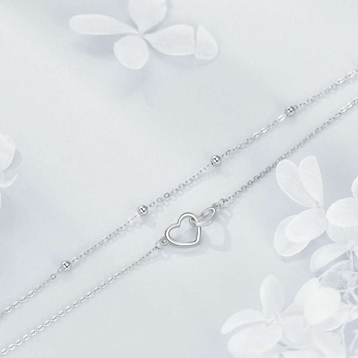 Fußkettchen 925 Sterling Silber mit Blumen & Bösem Auge