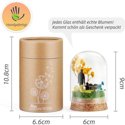 Ewige Blumen Geschenk für Papa in Glasvase mit Bilderrahmen