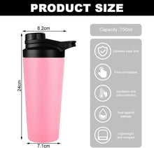 Protein Shaker Rosa 750ML Doppelwandig Vakuum Isoliert