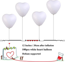 Herzluftballons Weiß 100 Stück Helium Hochzeit Valentinstag