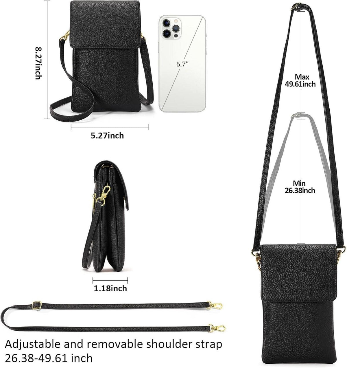 Moderne Crossbody Bag RFID-Blockierung Schwarz
