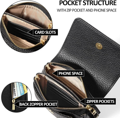 GAEKEAO Umhängetasche Damen Handy RFID-Blockierung Crossbody Bag Schwarz