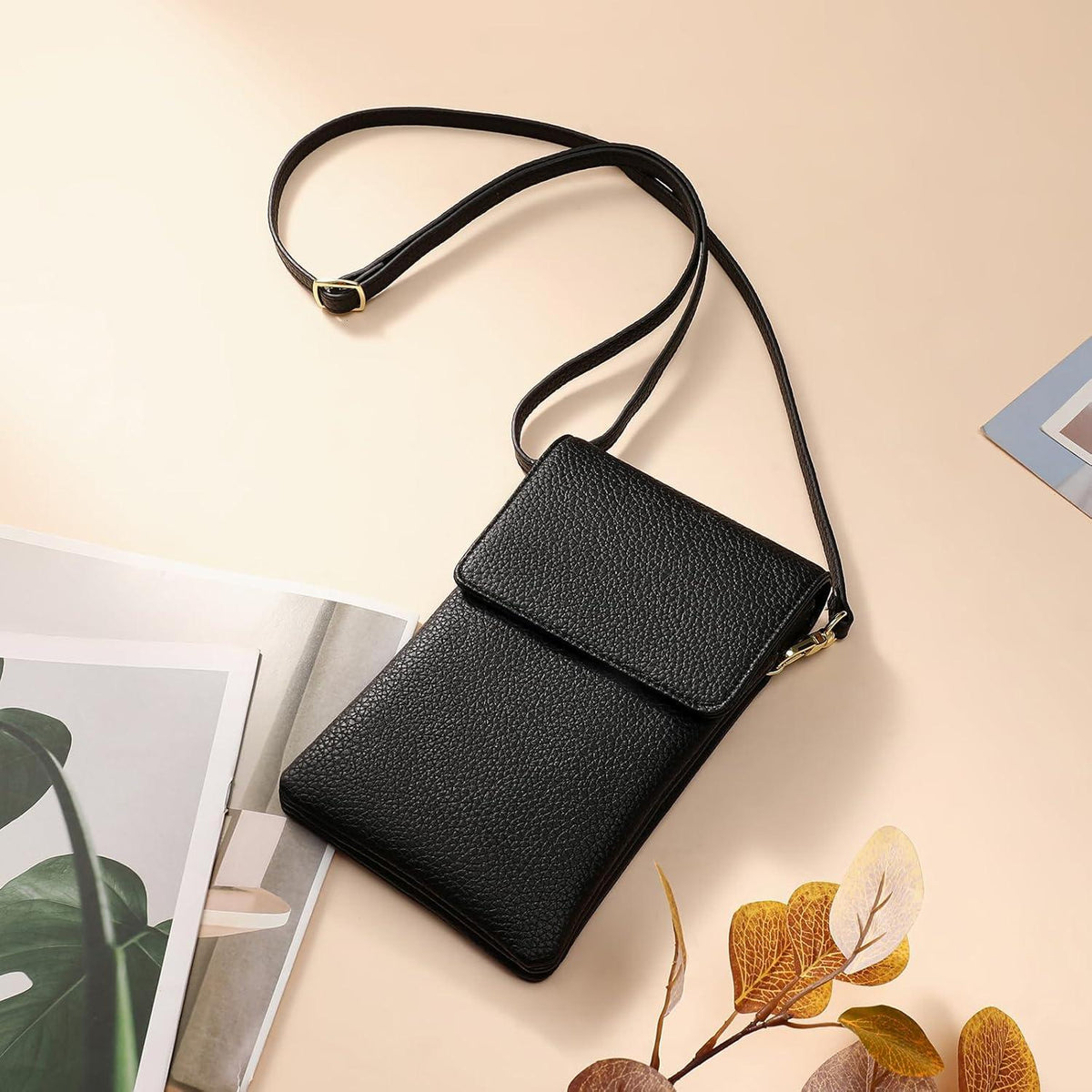 Umhängetasche Damen Crossbody Bag RFID Blockierung Schwarz