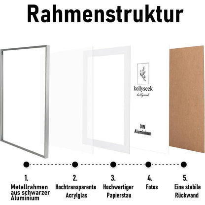 Bilderrahmen Aluminium 40x50 Silber Acrylglas Passepartout