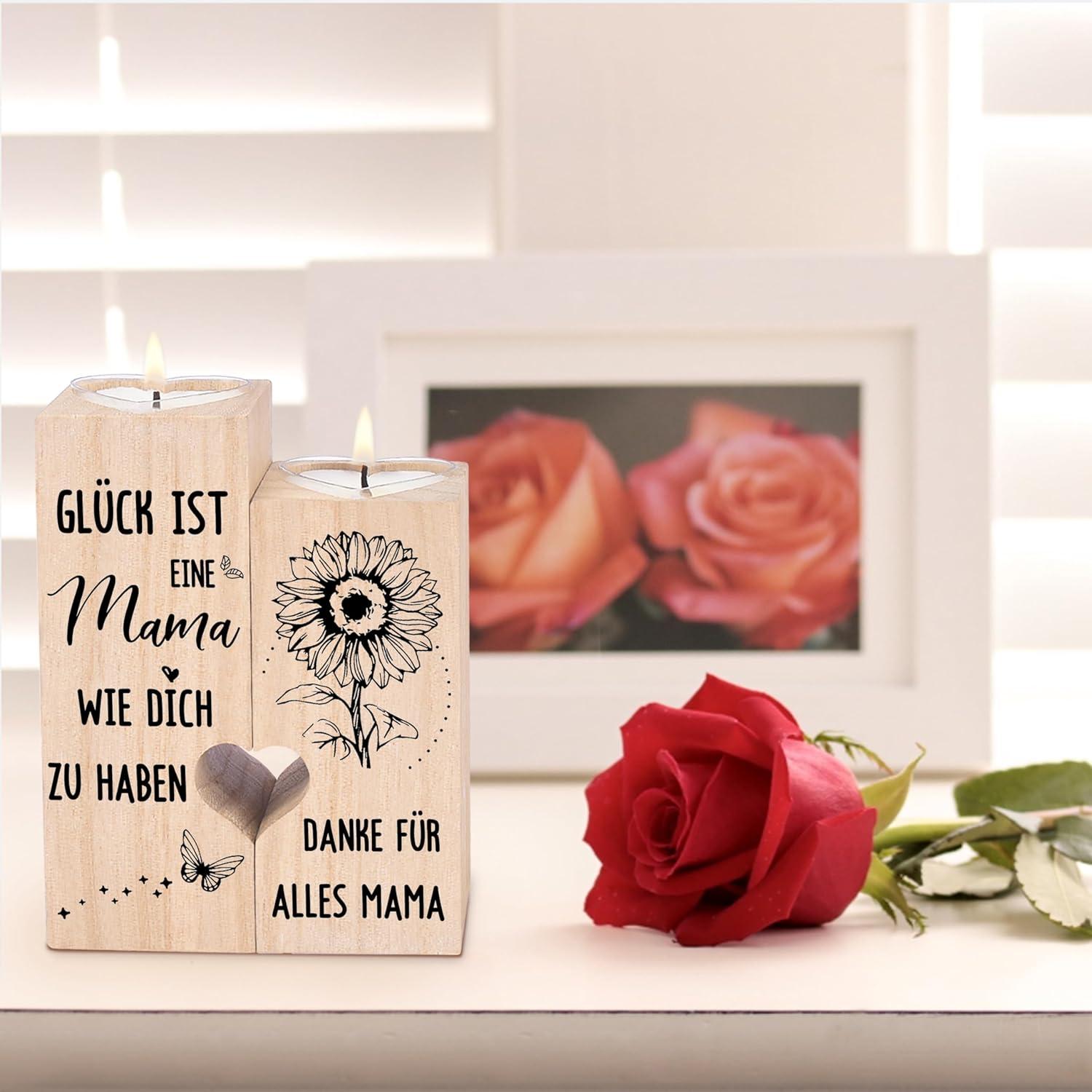 Personalisierte Kerzenständer Holz Mama Geburtstag Muttertag Weihnachten