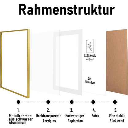Aluminium Bilderrahmen Gold 40x50 cm mit Acrylglas Frame