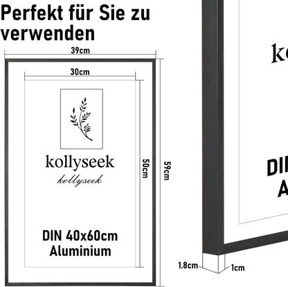 Kollyseek 3PCS Bilderrahmen Aluminium 40x60cm Schwarz