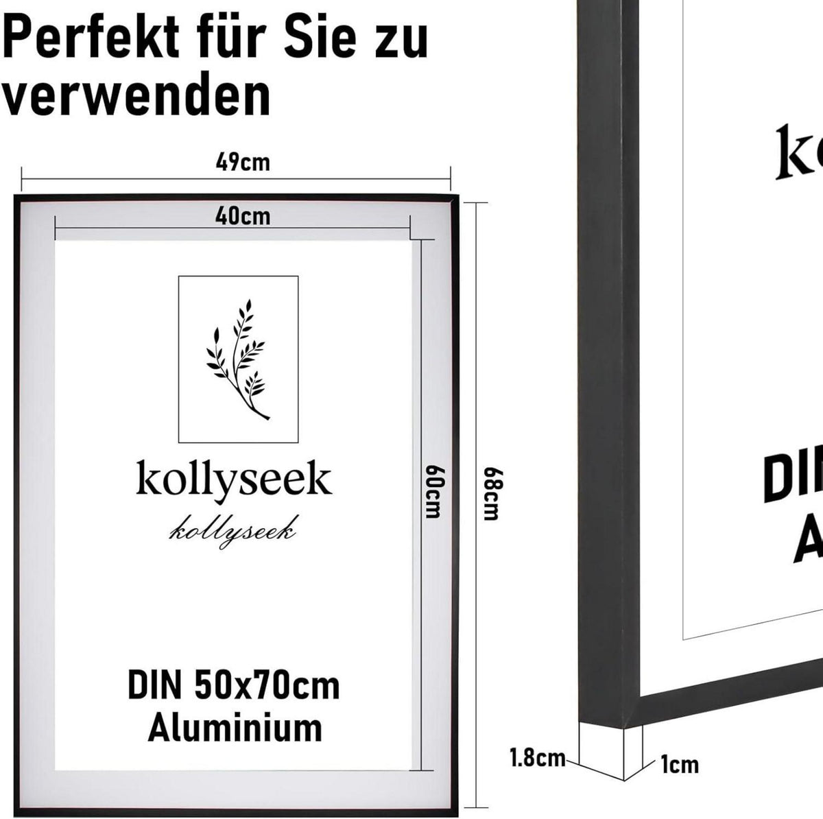 Aluminium Bilderrahmen Set 50x70 cm Schwarz Acrylglas 3er