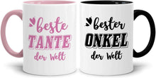 Tanten und Onkel Geschenk Tassen Set mit Spruch